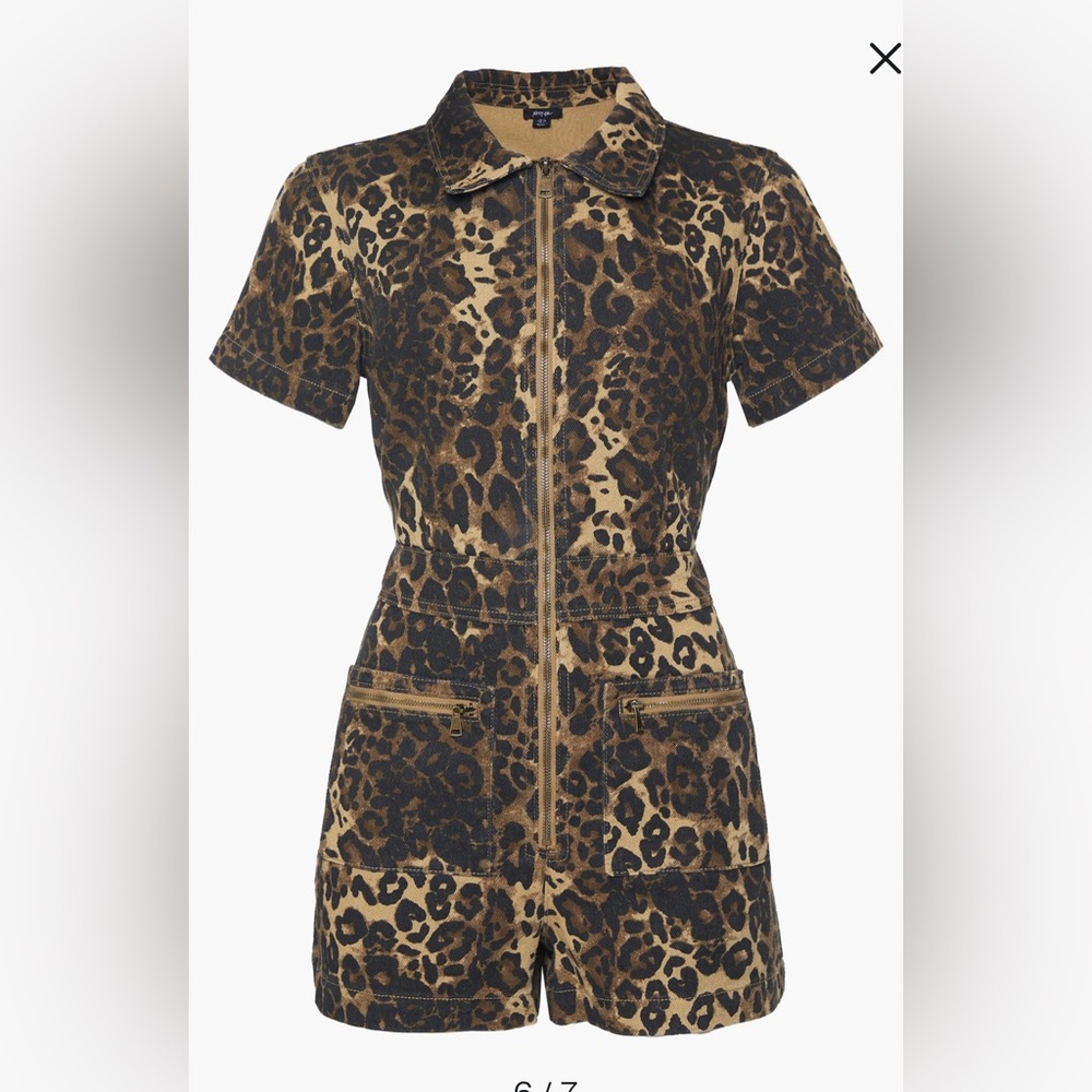 Denim Leopards Print Romper by Nasty Gal. Size 8. NWT. True to size.